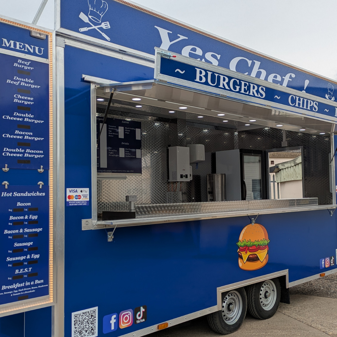yes chef blue trailer A & R Willis catering trailers